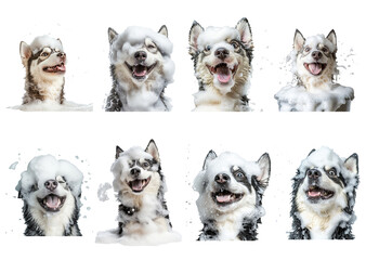 Happy Dogs Playing with Soap Bubbles in a Fun and Whimsical Setting