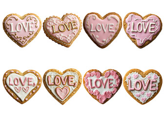 Heart-Shaped Cookies with Icing and Love Messages for Celebrations