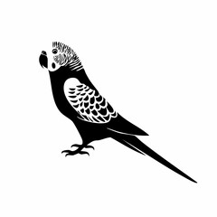 parakeet bird black silhouette vector, Simple silhouette Design vector icon with white background. Wild bird