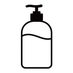 black and white silhouette of hand sanitizer vector on white background