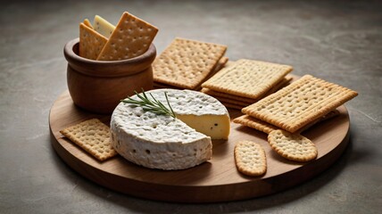 Clean Layout of Gourmet Cheese and Crackers
