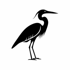 Obraz premium heron bird black silhouette vector, Simple silhouette Design vector icon with white background. Wild bird