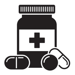 Obraz premium black and white silhouette of medicine vector on white background