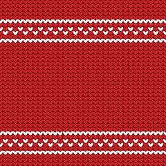 Red knitted sweater texture with ornament