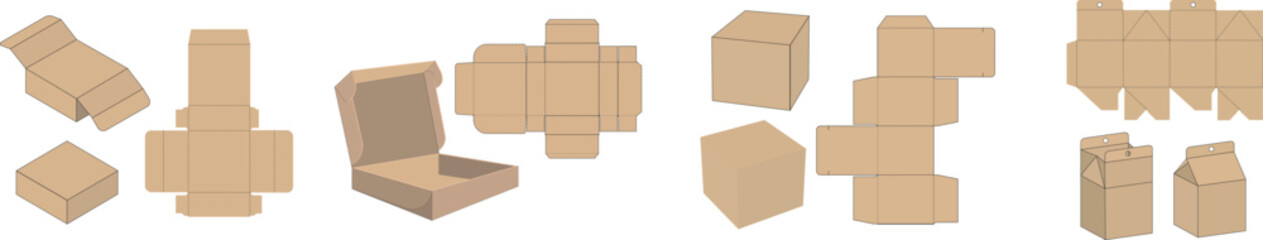 Professional Box Packaging Die Cut Bundle Set with editable templates for custom packaging and creative projects