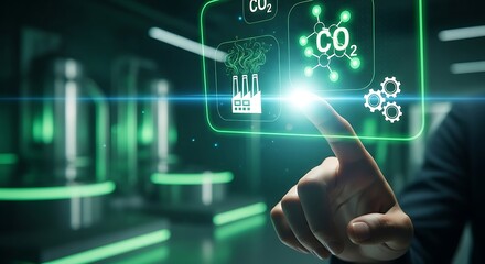 Modern CO2 emission reduction technology concept with futuristic design