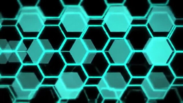 Futuristic digital abstract background with glowing hexagons and technology concept.