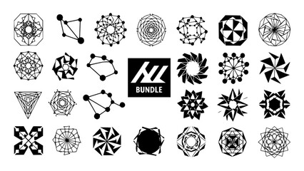 Collection of abstract geometric shapes and symbols