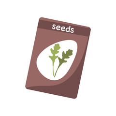 Arugula vegetable seed package vector illustration isolated on white background. Pack of plant seeds cartoon style. Package design for gardening farming agriculture farm.