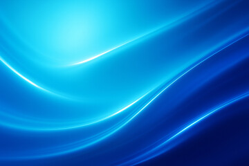 Fototapeta premium Deep gradient blue layered waves flowing horizontally creating luminous glowing abstract background pattern