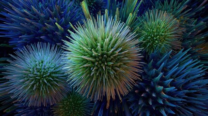 Fototapeta premium Viral outbreak abstract art, spikes radiating from core, 3D illustration. 