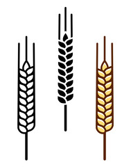 simple wheat ears logo symbol icon set vector on transparent background