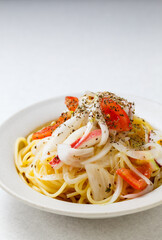 イカとトマトの冷製パスタ