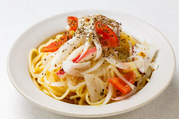 イカとトマトの冷製パスタ