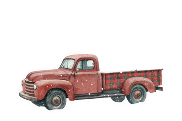 Fototapeta premium Vintage red pickup truck with faded paint and rust rustic charm transparent background