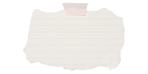 blank lined paper notebook paper with tape isolated on transparent background,note paper message...
