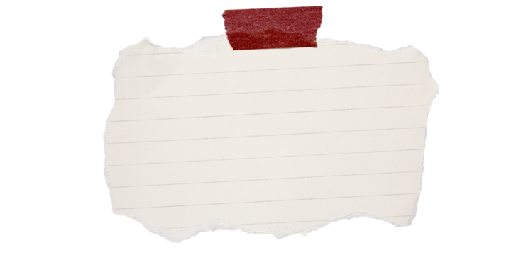 blank lined paper notebook paper with tape isolated on transparent background,note paper message office business tag sign,sheet of paper