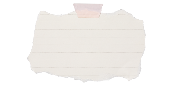 blank lined paper notebook paper with tape isolated on transparent background,note paper message office business tag sign,sheet of paper