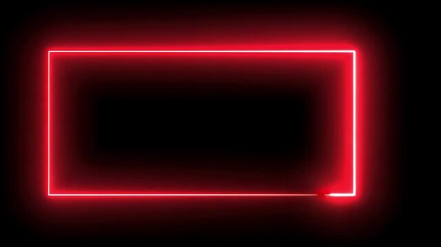 Abstract Red Neon Rectangle Frame on Black Background