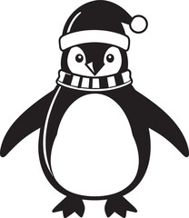 Christmas Penguin Icon in Black | Vector Silhouette Artwork