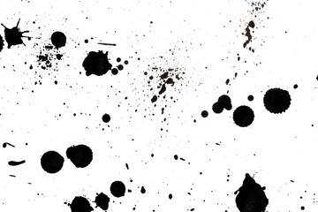 Abstract grunge black and white distressed texture splatter splash paint transparent overlay...