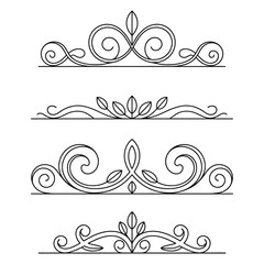 filigree elegant decorative flourishes and ornate borders, ornamental dividers with scrollwork for design elements, Fancy Line curve lettering header separator scroll

