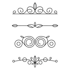 filigree elegant decorative flourishes and ornate borders, ornamental dividers with scrollwork for design elements, Fancy Line curve lettering header separator scroll

