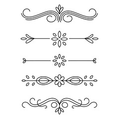 filigree elegant decorative flourishes and ornate borders, ornamental dividers with scrollwork for design elements, Fancy Line curve lettering header separator scroll

