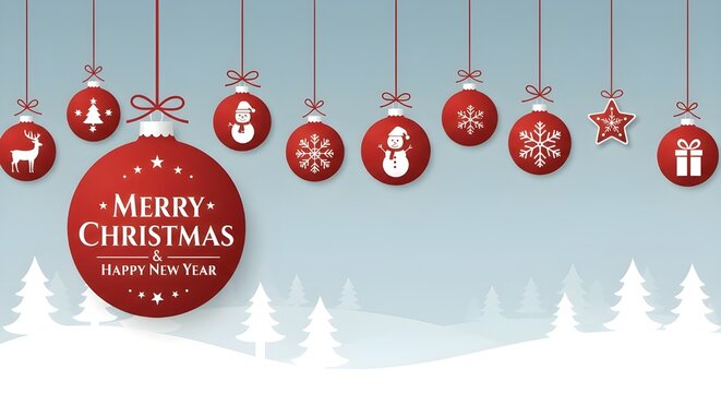 Libros colgantes con &iacute;conos y saludos navide&ntilde;os