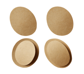 Four overlapping, light beige, oval shapes arranged in a plus sign.  The shapes appear textured, like cardboard or paper