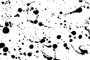 Abstract grunge black and white distressed texture splatter splash paint transparent overlay background