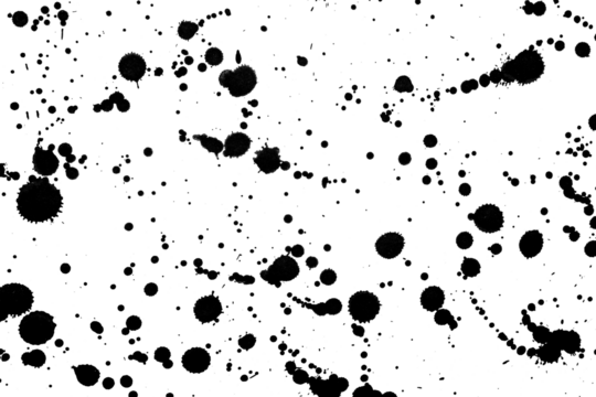 Abstract grunge black and white distressed texture splatter splash paint transparent overlay background