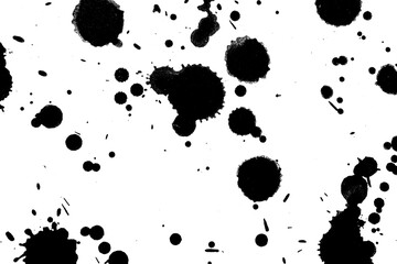 Abstract grunge black and white distressed texture splatter splash paint transparent overlay background