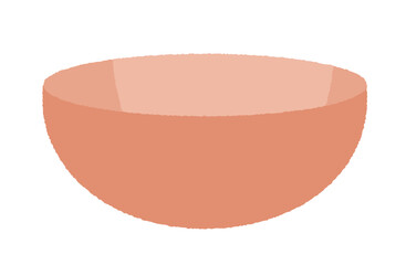 Flat illustration of a red bowl. A container for holding food. Plastic tableware.