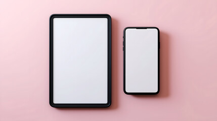 Mobile Phones with Active Screens on Pastel Background, Product Mockup Concept