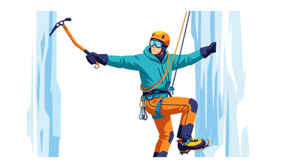 Conquering Heights: An illustrator depicts a mountaineer fearlessly scaling a colossal ice wall, symbolizing determination and the triumph of the human spirit.