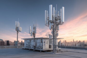 Cellular base station for 4G and 5G on rooftop