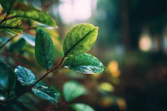 Blurred green foliage of a tree