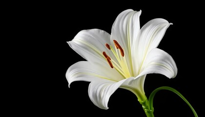 White lily flower close up on black background floral beauty nature blossom bloom