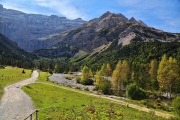 French Pyrenees landscape. Cirque de Gavarnie mountain valley in Pyrenees National Park (French:...