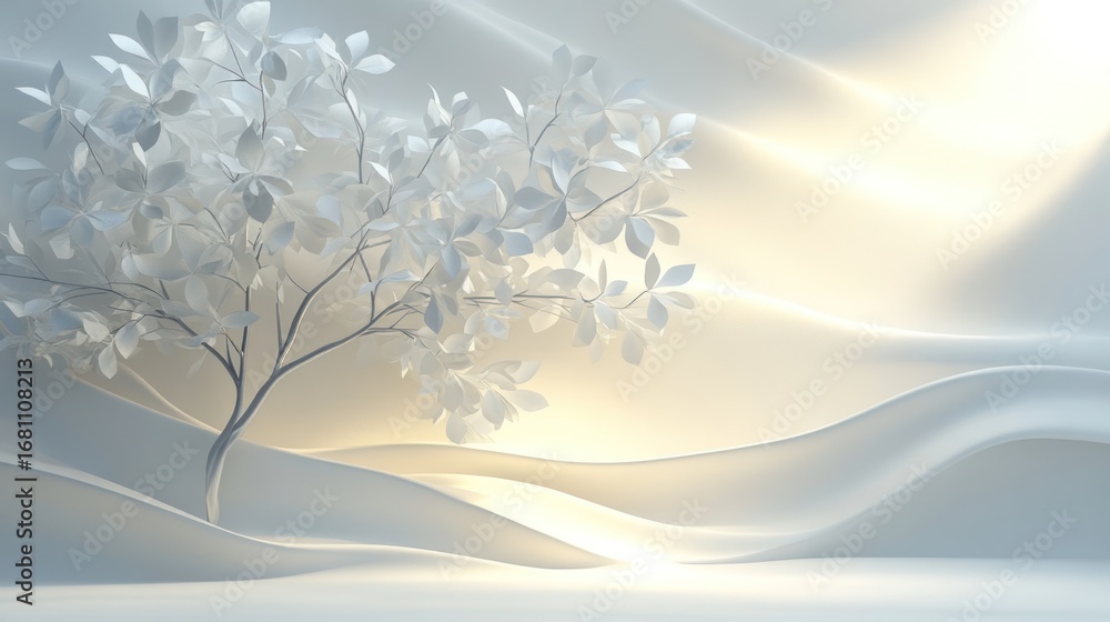 Poster abstract white tree in a smooth flowing background. possible use stock photo