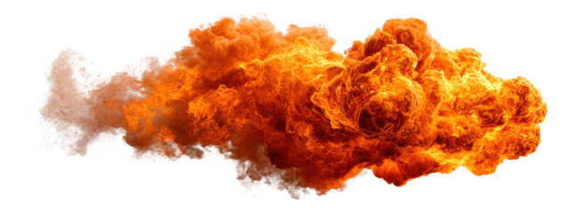 Explosion of Orange Fire and White Smoke