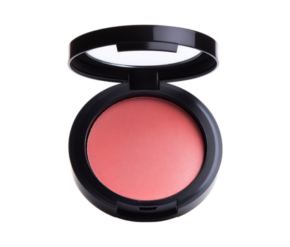 Rosy Glow: Shimmering Pink Blush Compact with Mirror isolated on a transparent background