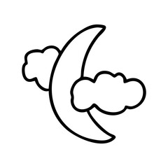 crescent moon and clouds icon hand drawn