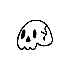 crack skull icon hand drawn