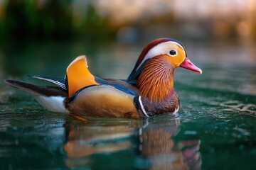 An image of a mandarin duck in a pond