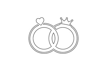Simple wedding ring one line art minimal outline vector design
