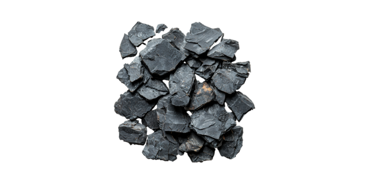 Shale Rock Fragments. Natural Resource And Geological Study Isolated On Transparent Background