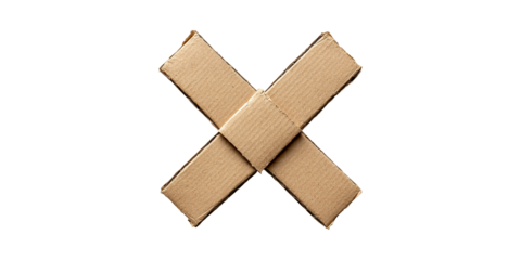 Cardboard X Symbol. Represents Rejection, Cancellation, Or Error In Communication Isolated On Transparent Background