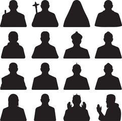 Religious Figures and Clergy Silhouettes Including Pope and Bishop vector illustration